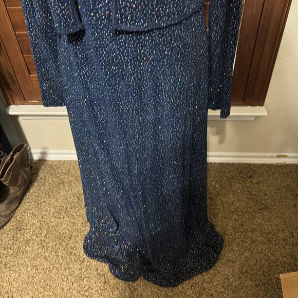 Vintage Rabbit Designs Dress Sz 12 Navy Blue Glitter Formal Glam 2 pc event 90s - Picture 3 of 11